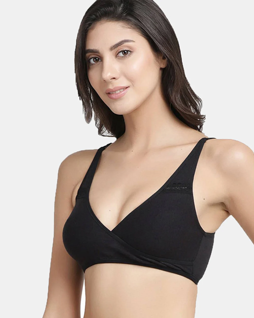Inner Sense Organic Cotton Sleeping Bra-Black-Non Padded-Wire Free & High Coverage-Anti Fungal & Anti Odour-For Nursing - Image 2
