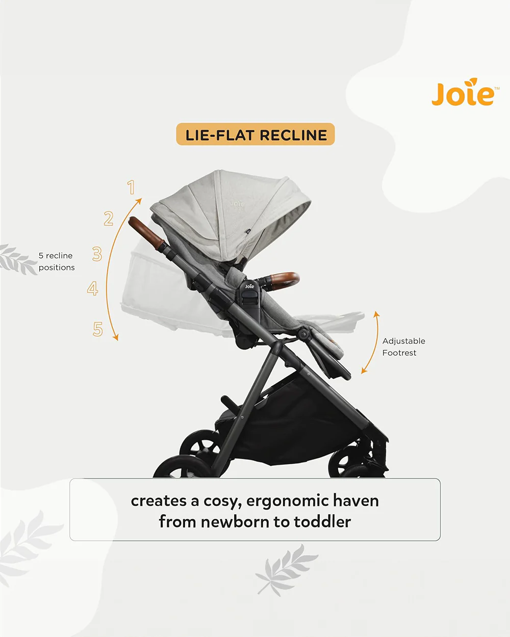 Joie Aeria Baby Stroller-Reversible Seat-Height Adjustable Seat-Pram for 0M+ (Upto 22 Kg)-Oyster - Image 11