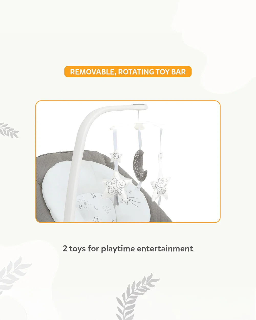 Joie Dreamer Rocker & Bouncer-3 Position Reclining Seat-2 Position Adjustable Leg Rest-With Removable & Rotating Toy Bar-Battery Operated-2 Years Warranty-Upto 9 Kg-Starry Night - Image 9