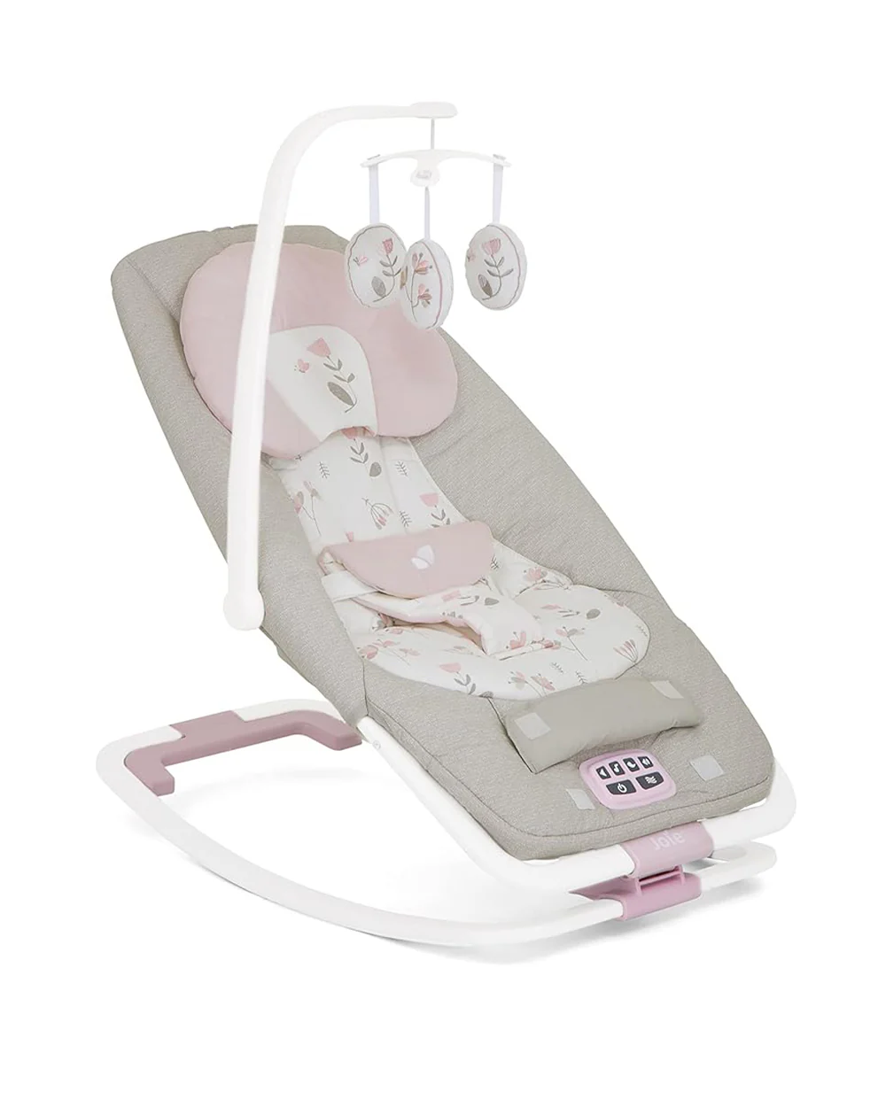 Joie Dreamer Rocker & Bouncer-3 Position Reclining Seat-2 Position Adjustable Leg Rest-With Removable & Rotating Toy Bar-Battery Operated-2 Years Warranty-Upto 9 Kg-Flowers Forever - Image 6
