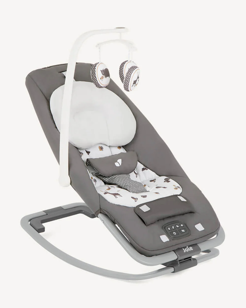 Joie Dreamer Rocker & Bouncer-3 Position Reclining Seat-2 Position Adjustable Leg Rest-With Removable & Rotating Toy Bar-Battery Operated-2 Years Warranty-Upto 9 Kg-Frankie & Friends - Image 3