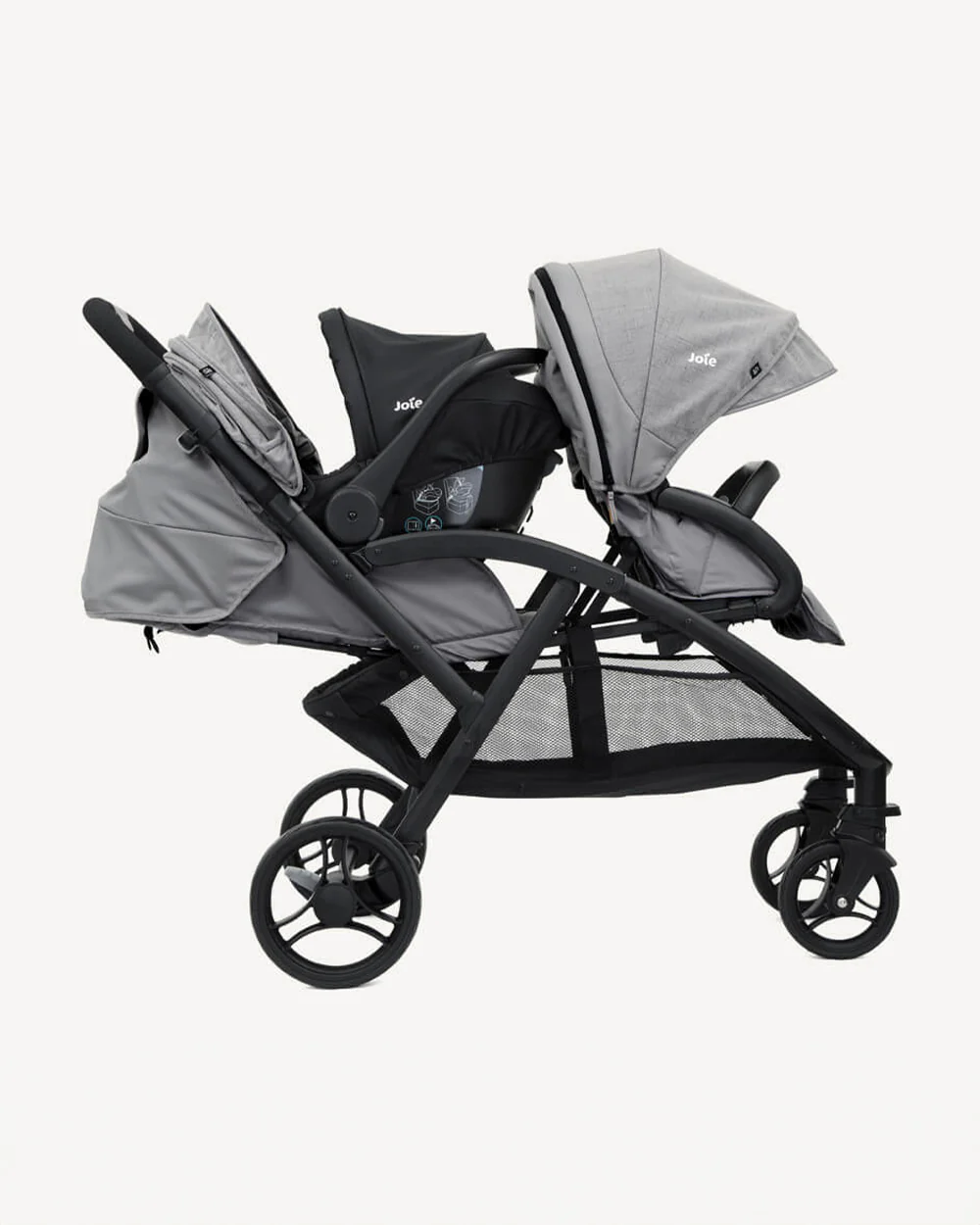 Joie Evalite Duo Twin Stroller-Multiple Recline Positions-Adjustable Leg Rest-Pram For 0 to 3Y (Upto 15 Kg)-Grey Flannel - Image 8