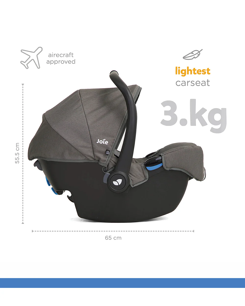 Joie Gemm Baby Car Seat-Rear Facing-Airline Certified-For 0M+ (Upto 13 Kg)-Foggy Grey - Image 9