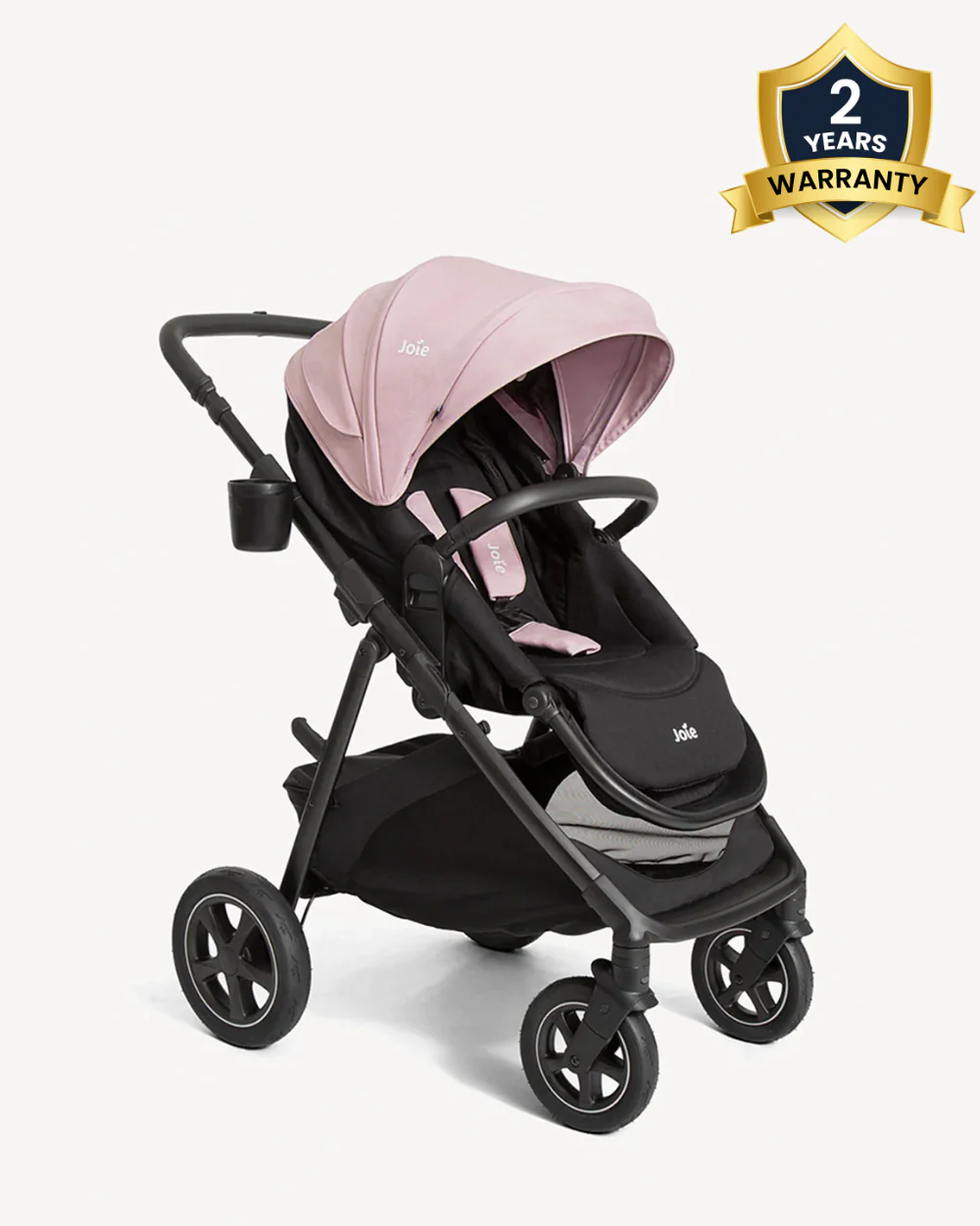 Joie Hazel Baby Stroller-Height Adjustable Seat & Parent Handle Bar-Reversible & Flat Reclining Seat-Car Seat Compatible-2 Years Warranty-For 0 to 4Y (Upto 22 kg)-Blush - Image 2