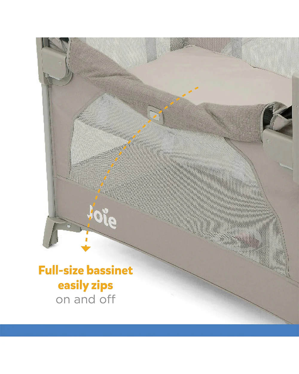 Joie Kubbie Sleep Bedside Crib & Travel Cot-With Removable Mattress-Compact Fold-Includes Travel Bag-Satellite-For 0 to 36M - Image 16