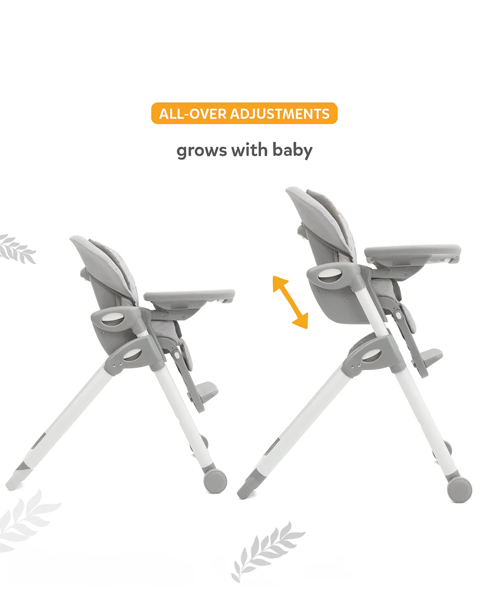 Joie Multiply 6in1 Baby High Chair-5 Level Height Adjustments With 3 Position Adjustable Tray-Convertible To Booster Seat & Mini Table-2 Years For 0 to 6Y (Upto 27Kg)-Arctic - Image 15