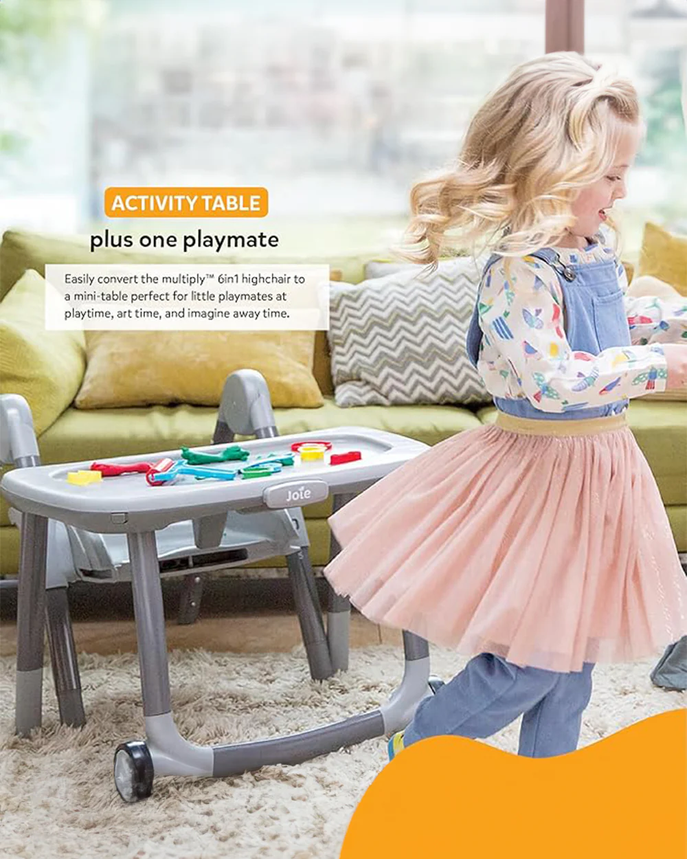 Joie Multiply 6in1 Baby High Chair-5 Level Height Adjustments With 3 Position Adjustable Tray-Convertible To Booster Seat & Mini Table-For 0 to 6Y (Upto 27Kg)-Speckled - Image 9