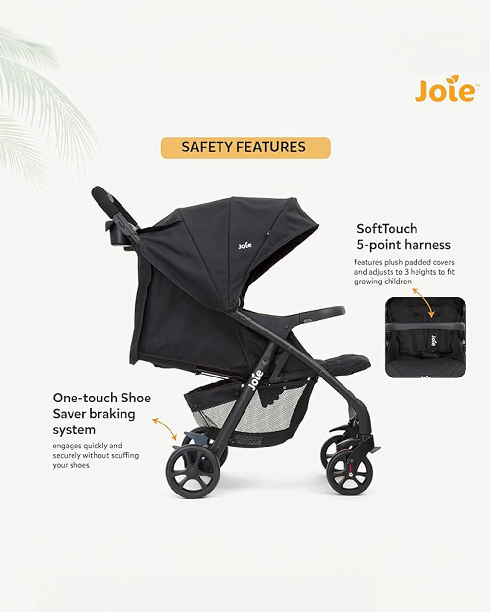 Joie Muze LX Baby Stroller-One Hand Fold-Flat Reclining-For 0 to 3Y (Upto 15Kg)-Coal - Image 7