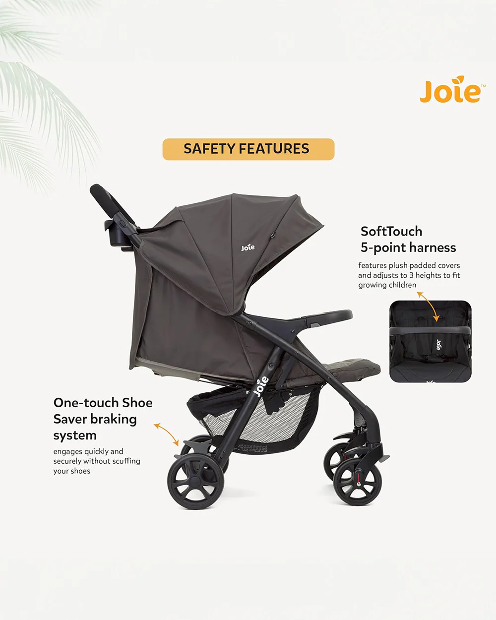 Joie Muze LX Travel System Baby Stroller with Car Seat-Auto Gravity Fold-Pram for 0 to 3Y (Upto 15Kg)-Dark Pewter - Image 15