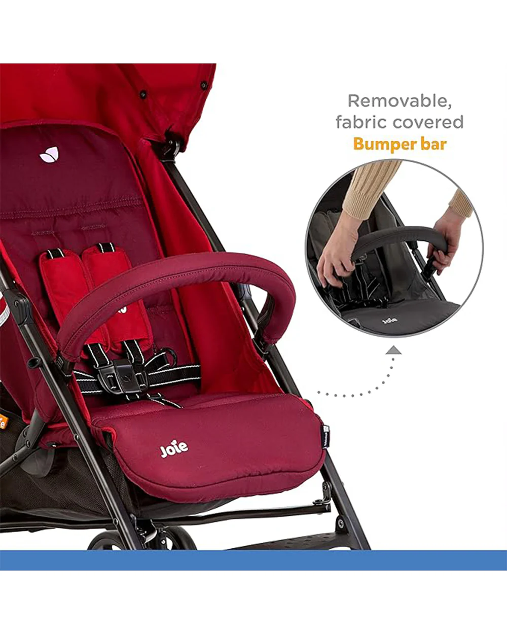 Joie Nitro LX Lightweight Baby Stroller-Compact Umbrella Fold-Built-in Carry Handle-Pram for 0 to 3Y (Upto 15Kg)-Cherry - Image 11
