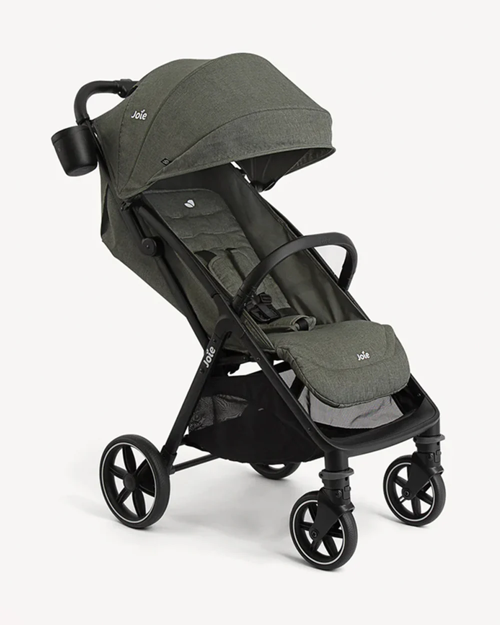 Joie Nutmeg Cabin Friendly Stroller-One Hand Fold-Near Flat Reclining Seat-Car Seat Compatible-2 Years Warranty-For 0 to 4Y (Upto 22 Kg)-Evergreen