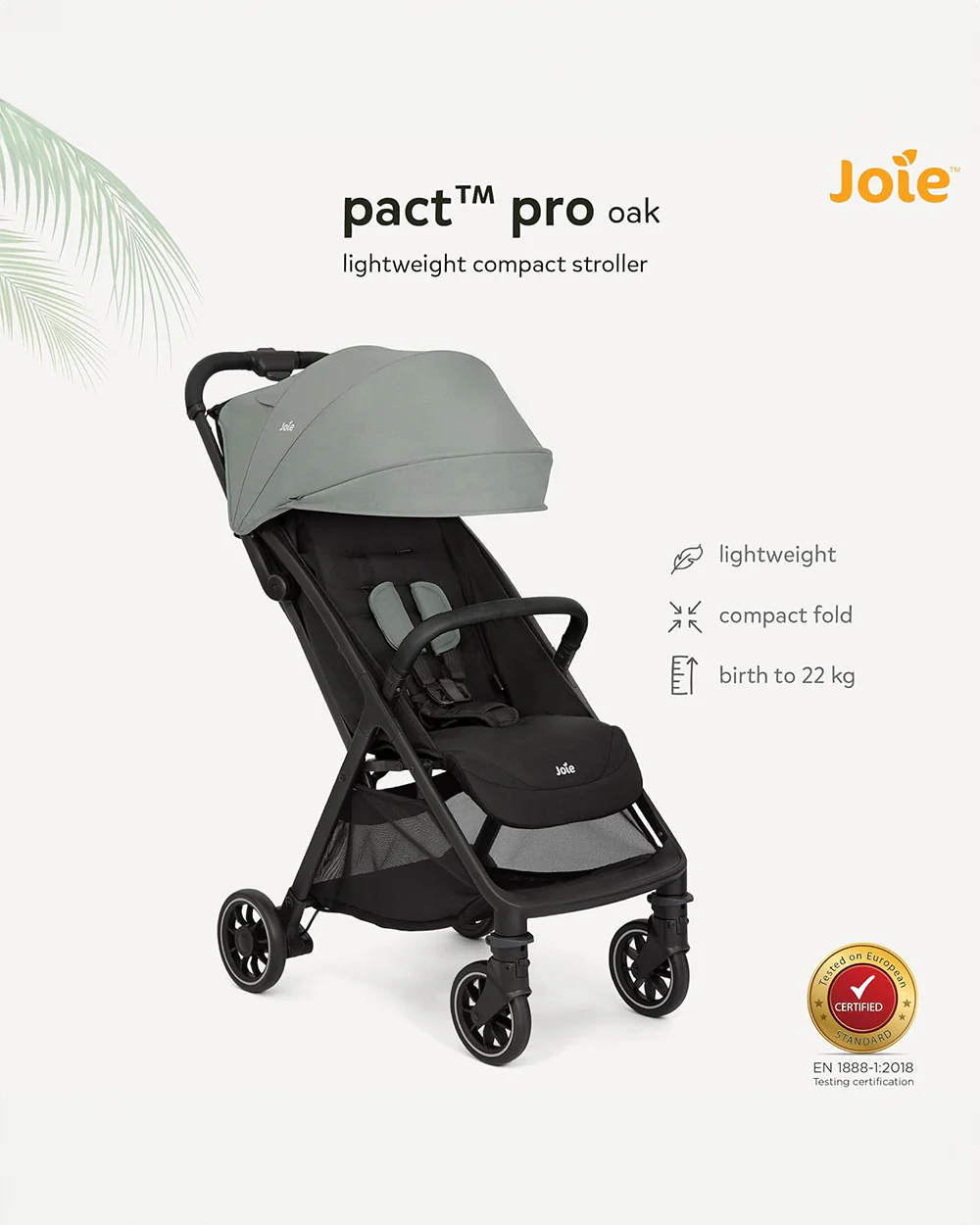Joie Pact Pro Cabin Friendly Stroller-One Hand Fold-Flat Reclining Seat-Travel System Compatible-2 Years Warranty-Pram for 0 to 4Y (Upto 22 Kg)-Abyss - Image 11