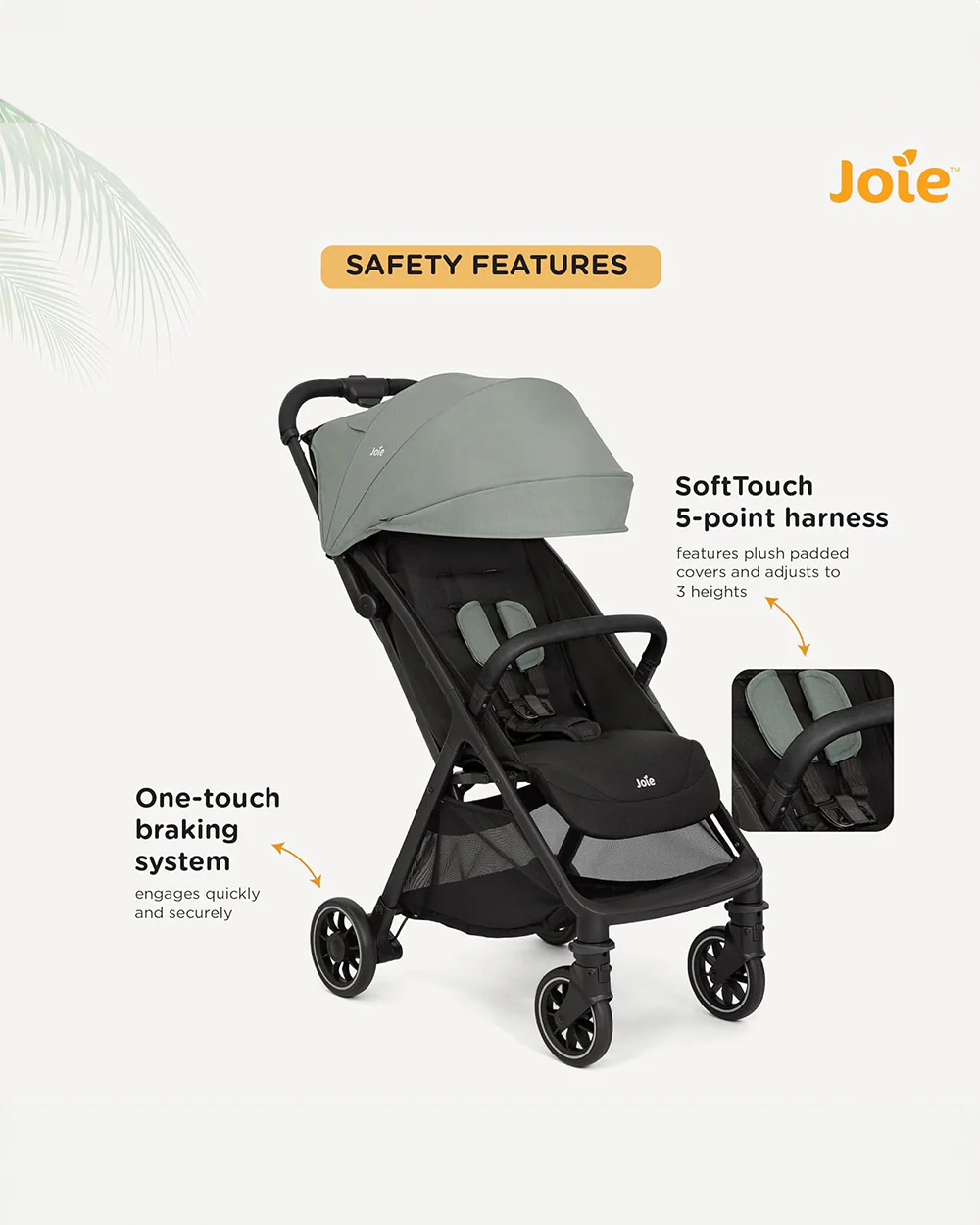 Joie Pact Pro Cabin Friendly Stroller-One Hand Fold-Flat Reclining Seat-Travel System Compatible-2 Years Warranty-Pram for 0 to 4Y (Upto 22 Kg)-Abyss - Image 17