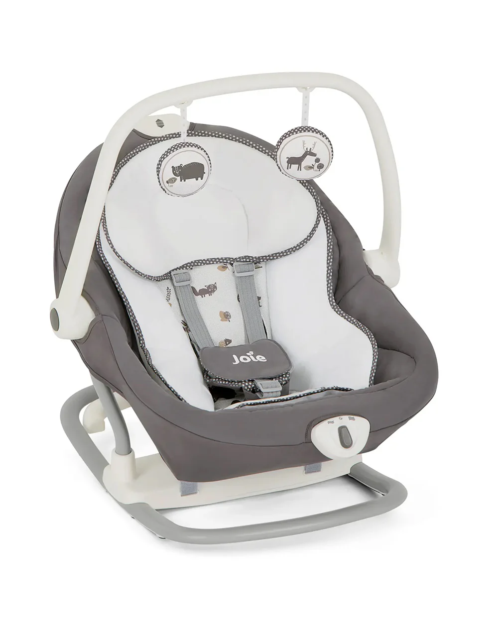 Joie Sansa 2 in 1 Baby Bouncer & Rocker-3 Position Recline-Multi Motion Soother Sways Side to Side-With Toy Bar & Two Plush Toys-For 0 to 9 Kg-Frankie & Friends - Image 6