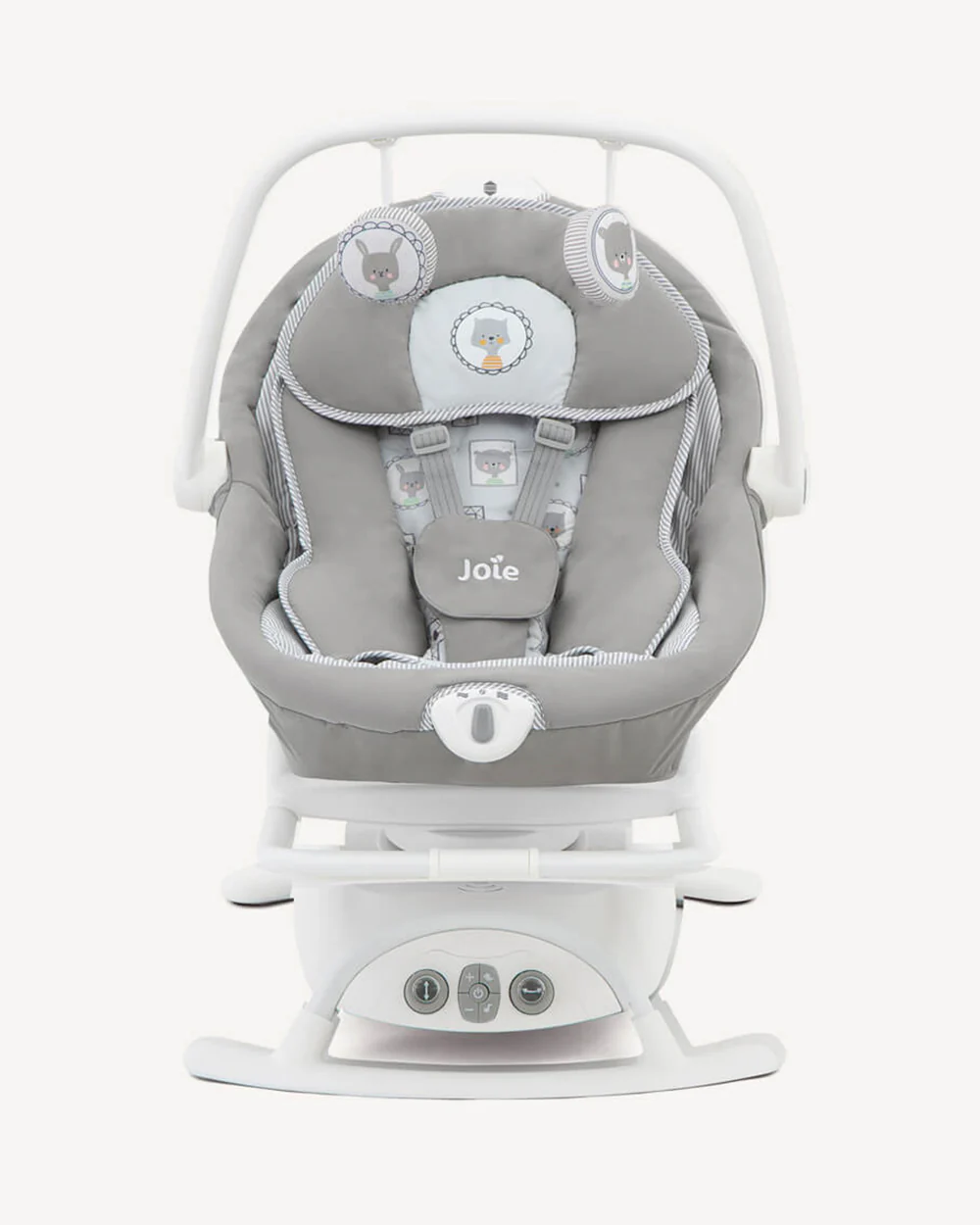 Joie Sansa 2 in 1 Baby Bouncer & Rocker-3 Position Recline-Multi Motion Soother Sways Side to Side-With Toy Bar & Two Plush Toys-For 0 to 9 Kg-Portrait