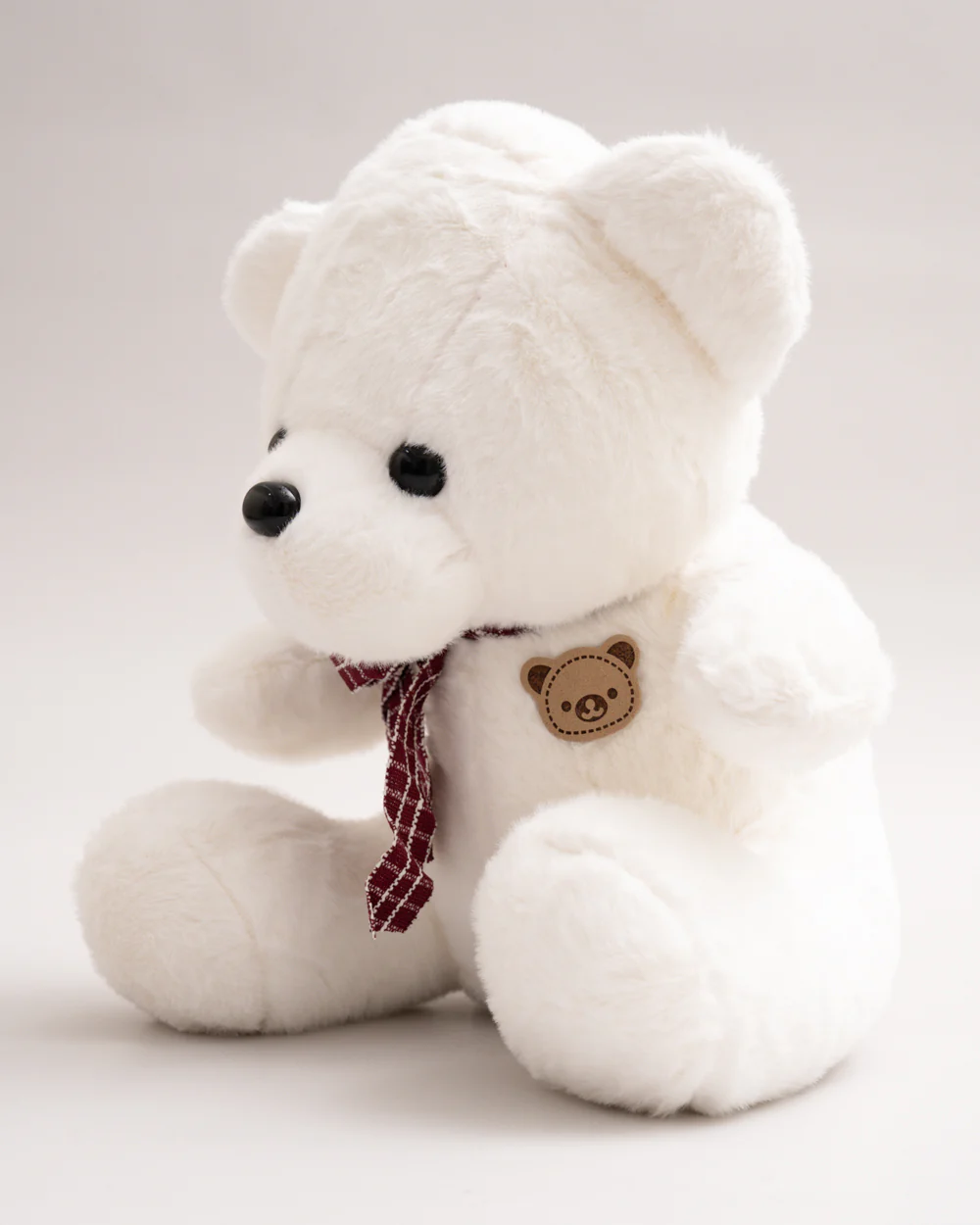Just Bear White Miso Soft Toy With Leather Patch-Plush Cuddly & Huggable Bear-36M+ - Image 2