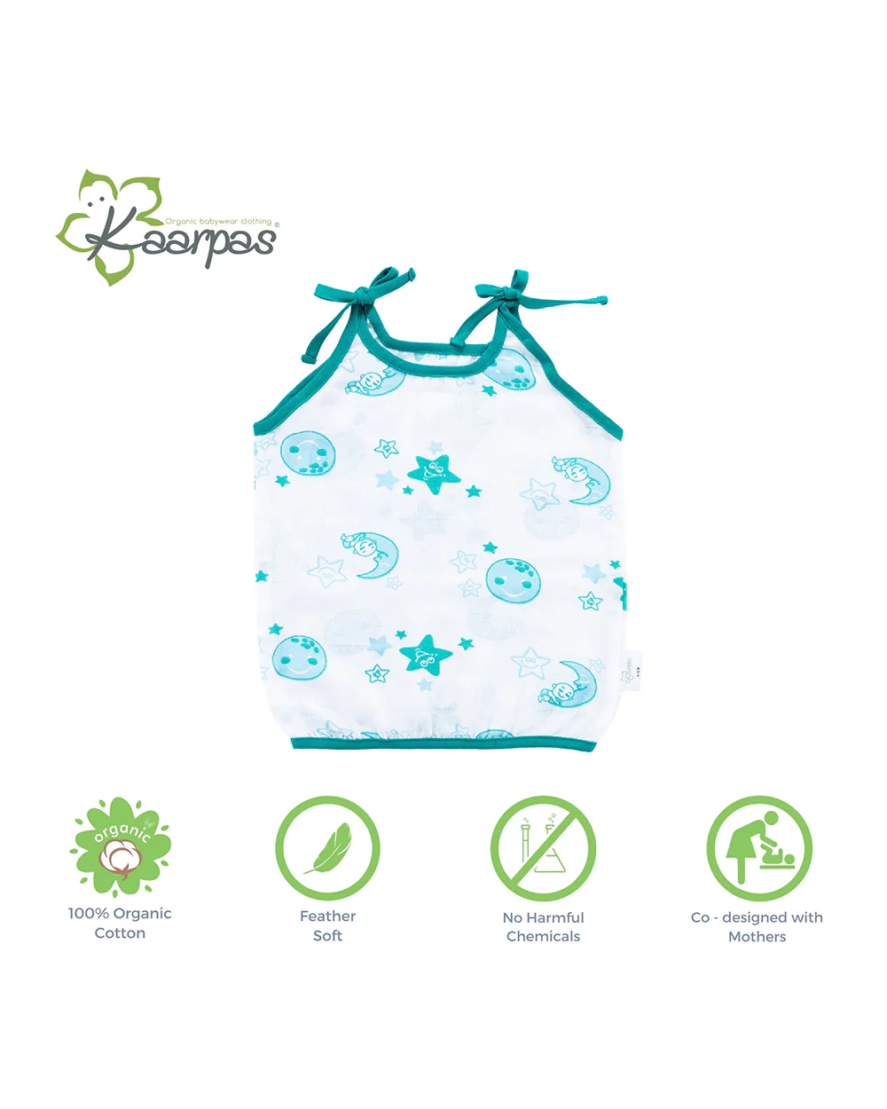 Kaarpas Blue Top and Nappy Set-Moon and Stars-Organic Cotton-For Infants - Image 3