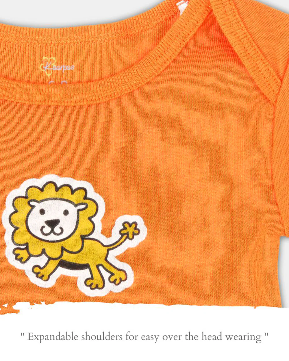 Kaarpas Orange and Grey Onesie-Bodysuit Set-Lion And Paws-Organic Cotton-For Infants - Image 3