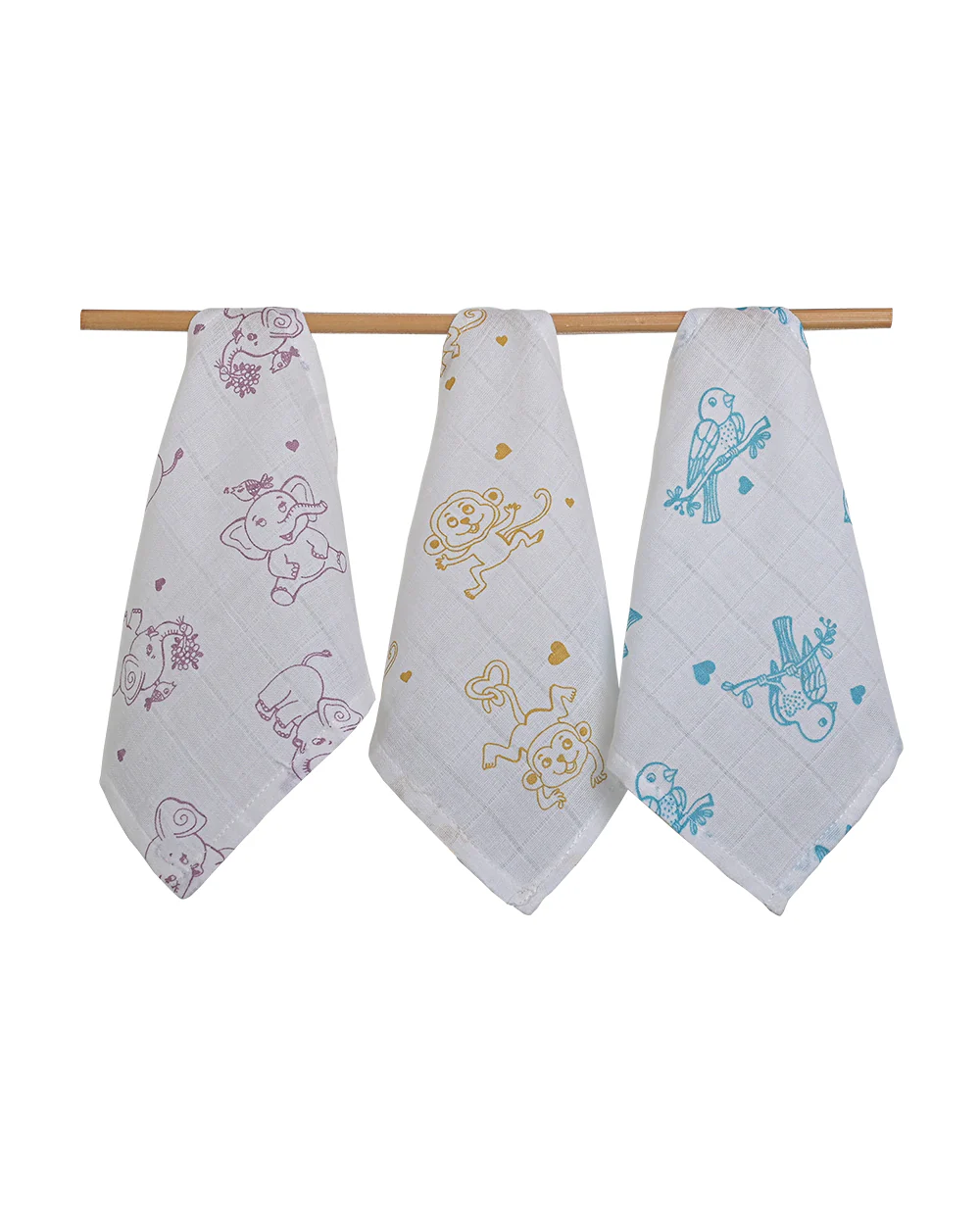 Kaarpas Organic Cotton Muslin Wash Cloth-Adorable Animals-Pack of 3-For Infants - Image 2