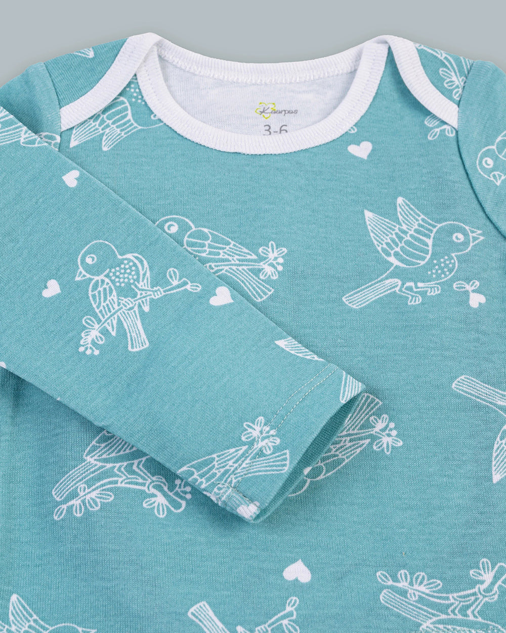 Kaarpas Teal PJ Set-Chirpy Sparrow-Organic Cotton-For Infants - Image 4