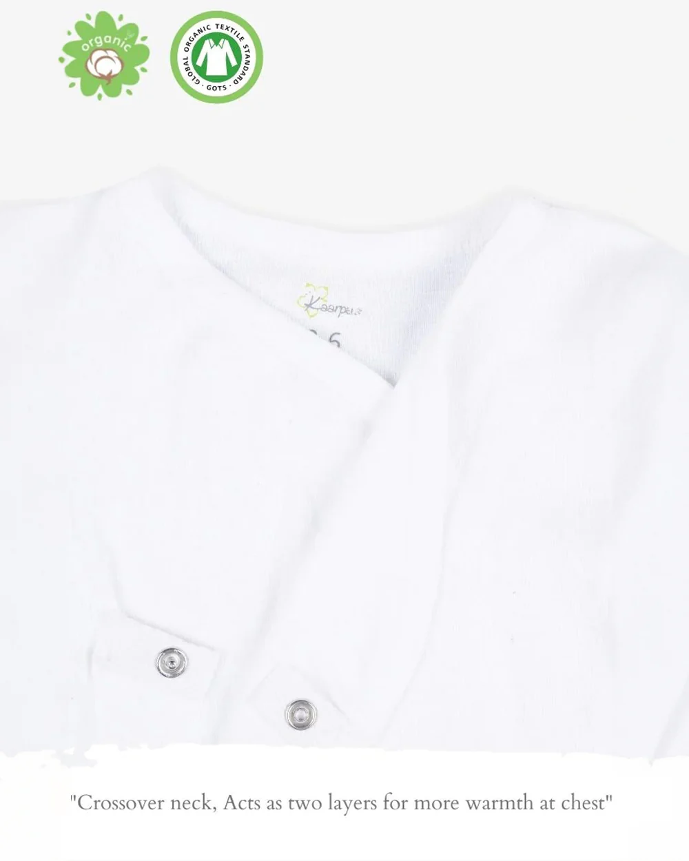 Kaarpas White Full Sleeves Jhabla-Solid-Organic Cotton-For Infants - Image 5