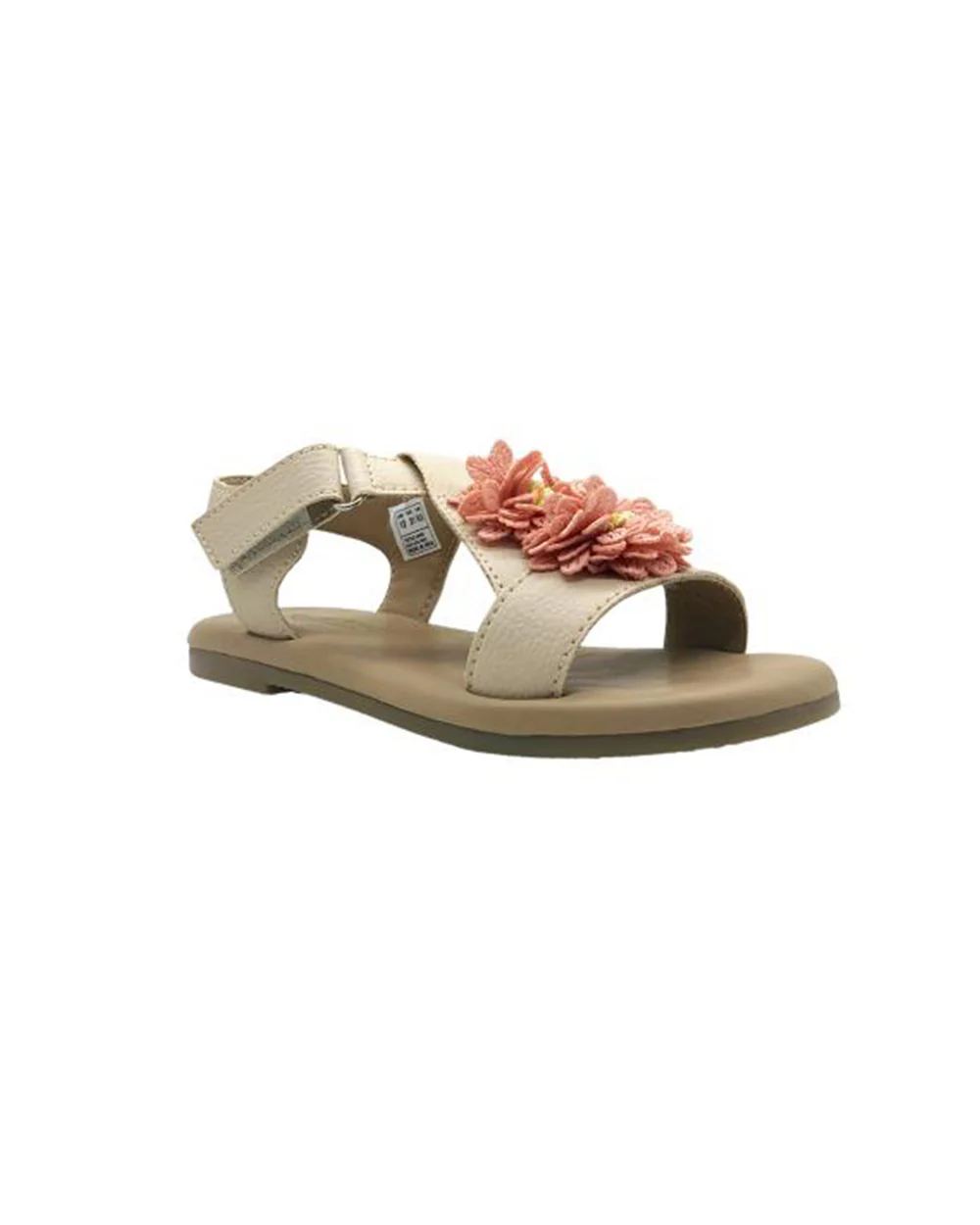 Kazarmax Beige Flower Velcro Sandals For Infants - Image 2