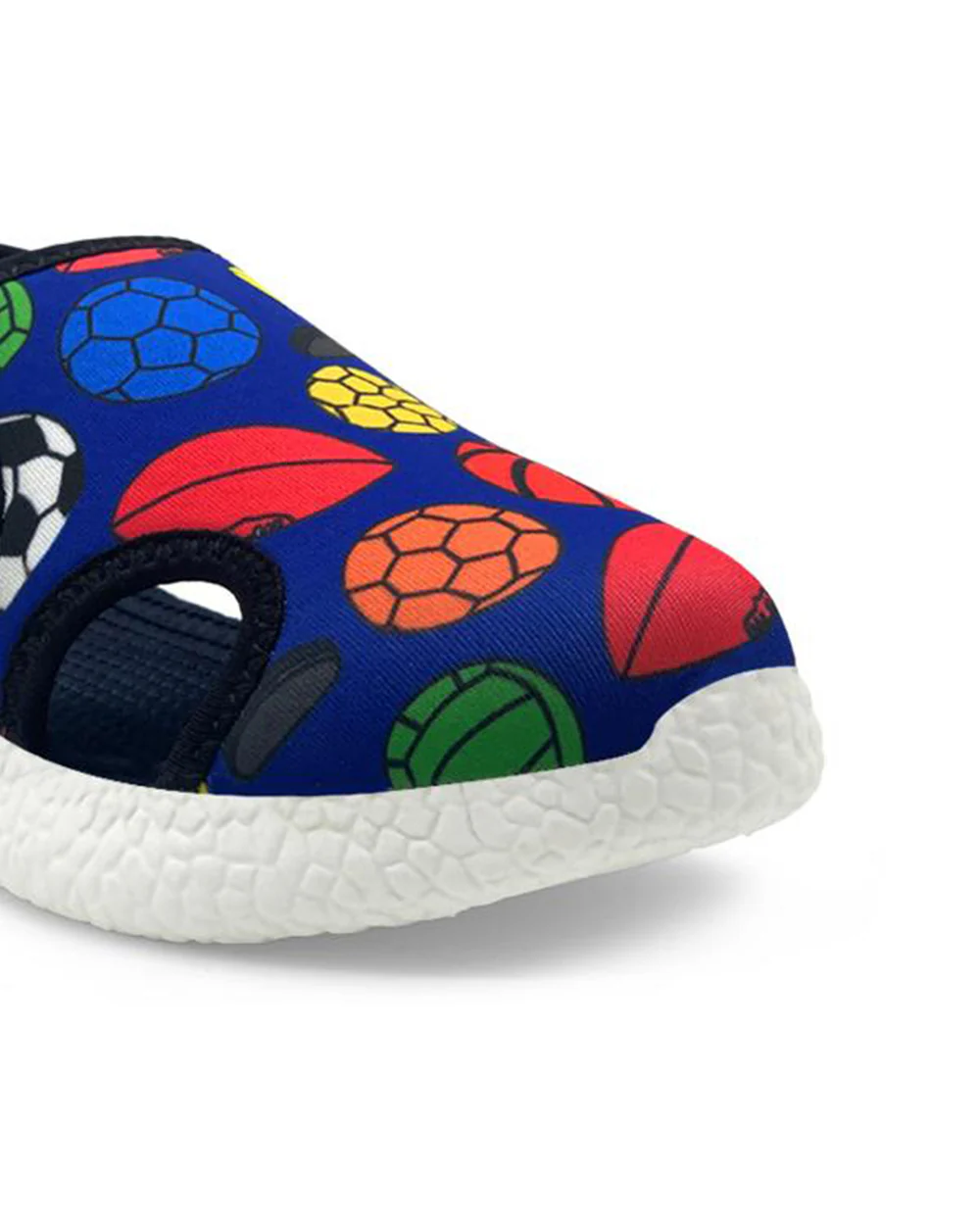 Kazarmax Navy Blue Football Print Velcro Sandals For Infants - Image 4