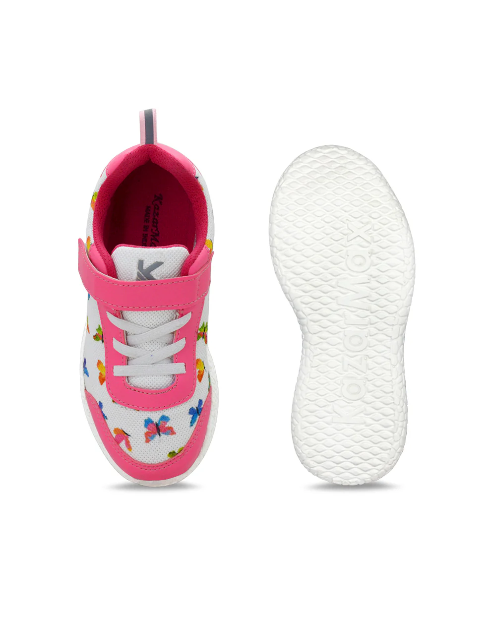 Kazarmax Peach & White Sports Velcro Shoes For Infants - Image 4