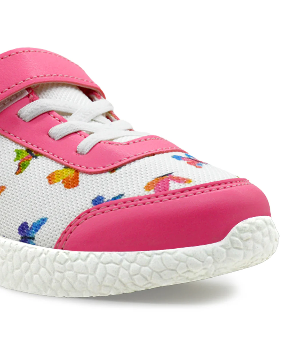 Kazarmax Peach & White Sports Velcro Shoes For Infants - Image 5