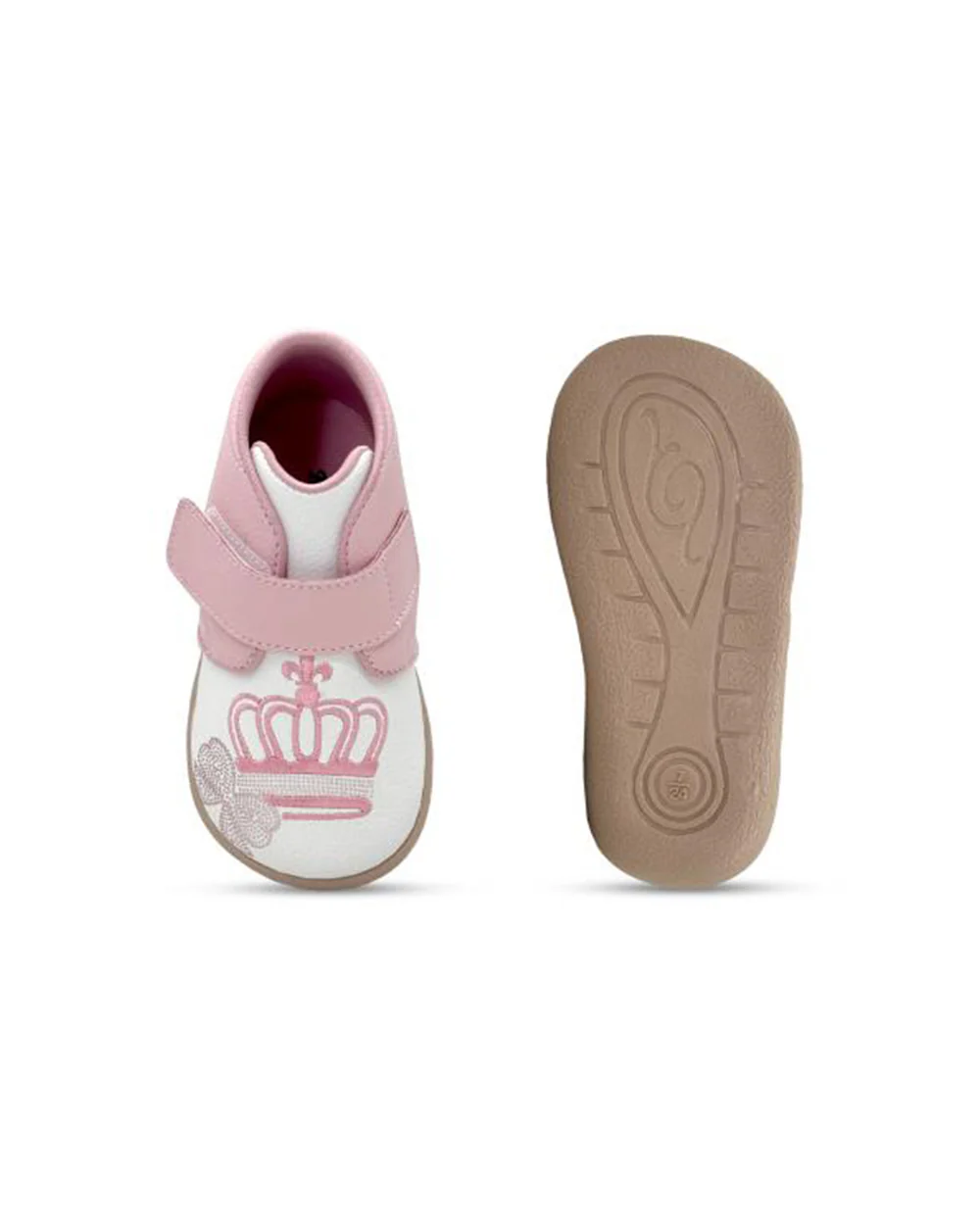 Kazarmax Pink Crown Embroidery Velcro Shoes For Infants - Image 4