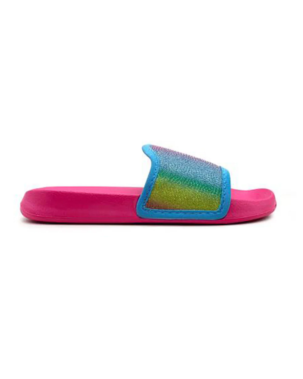 Kazarmax Turquoise Shimmer Rainbow Slippers For Infants