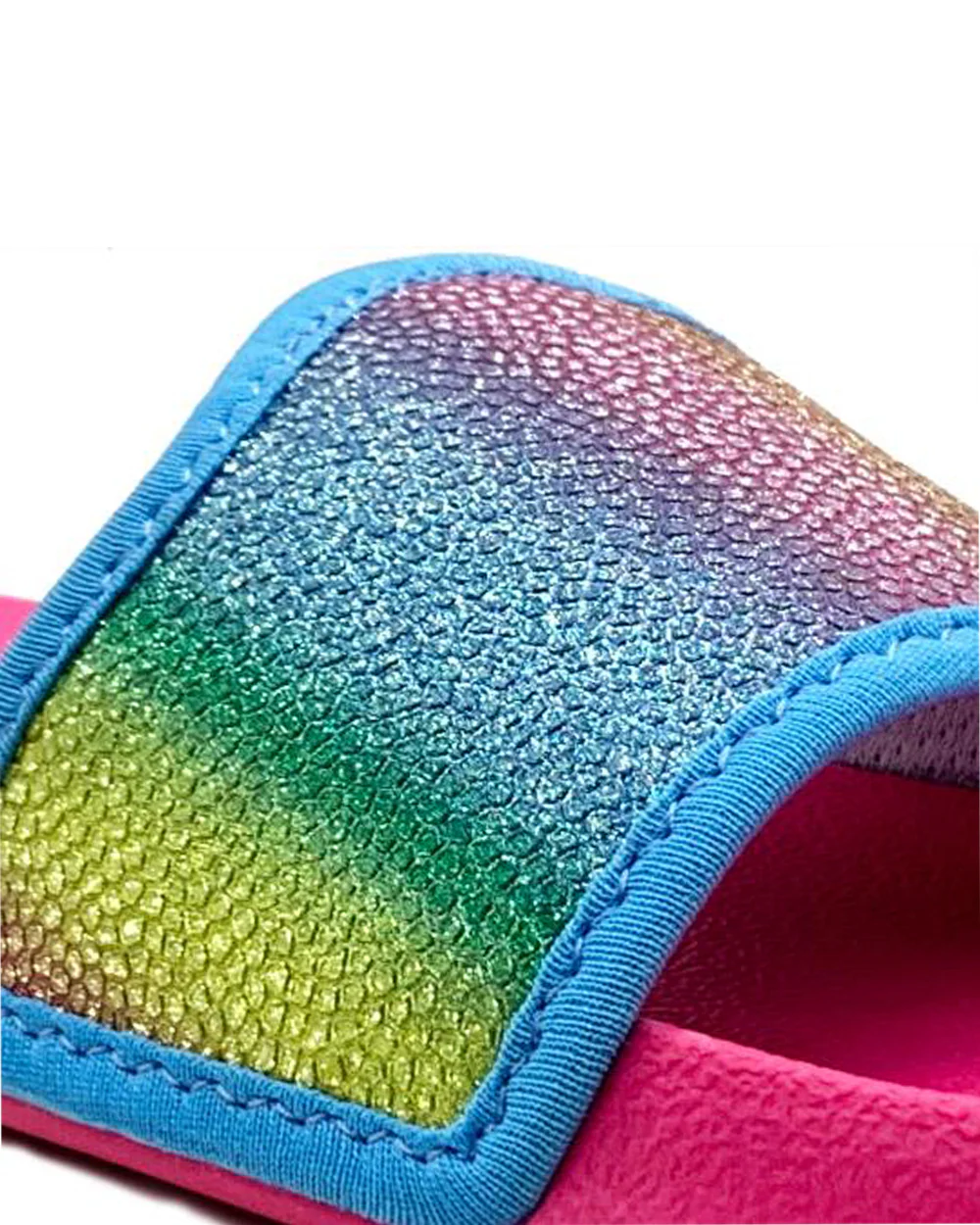 Kazarmax Turquoise Shimmer Rainbow Slippers For Infants - Image 6
