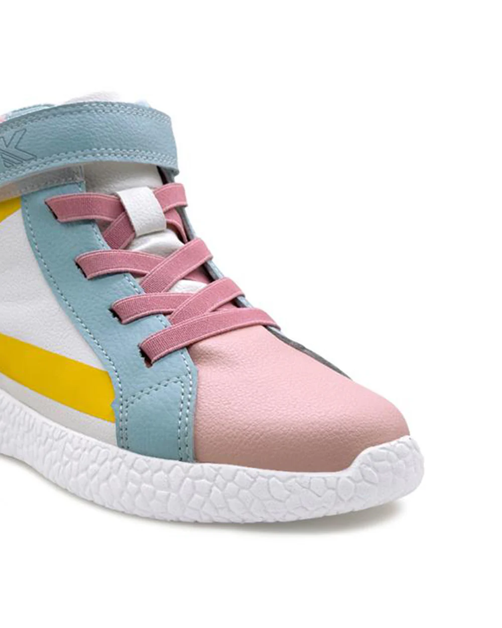 Kazarmax White & Peach High Top Lace Up Sneakers For Infants - Image 5