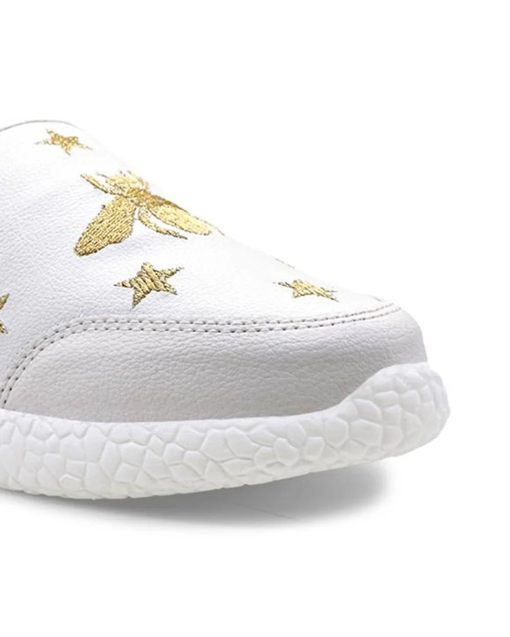Kazarmax White Bee Embroidered Slip On Loafers For Infants - Image 5