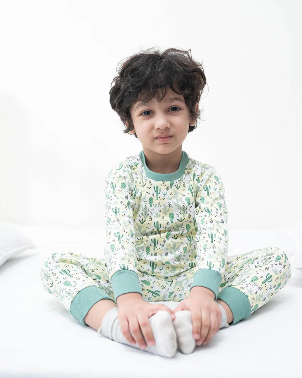 Keebee Green Nightsuit-Floral Printed-Organic Cotton-For Infants - Image 4