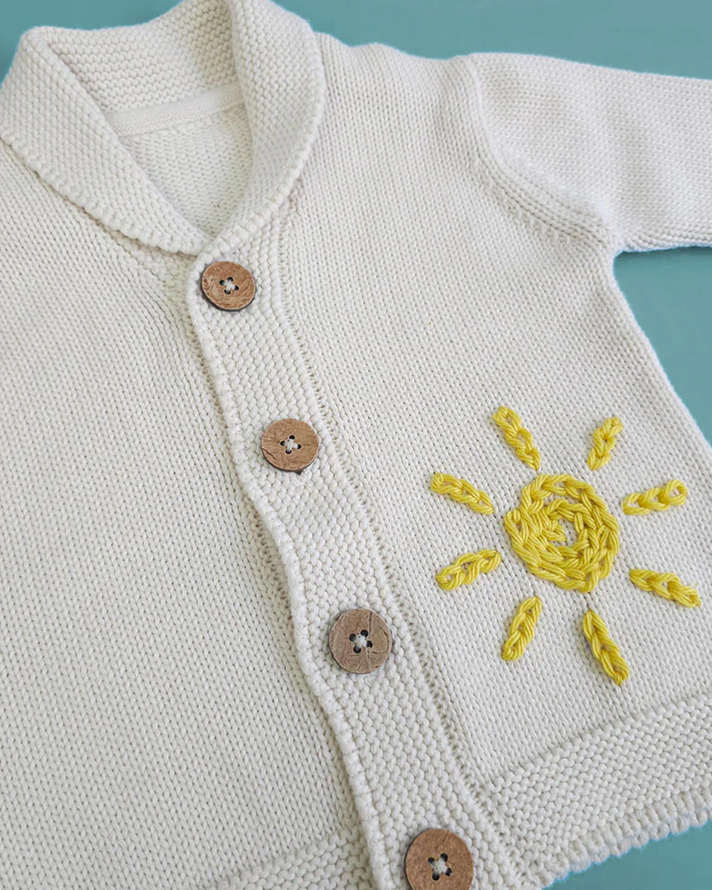 Keebee Pastel Pink Winter Wear Cardigan-Embroidered-100% GOTS Certified Organic Cotton-For Infants - Image 3