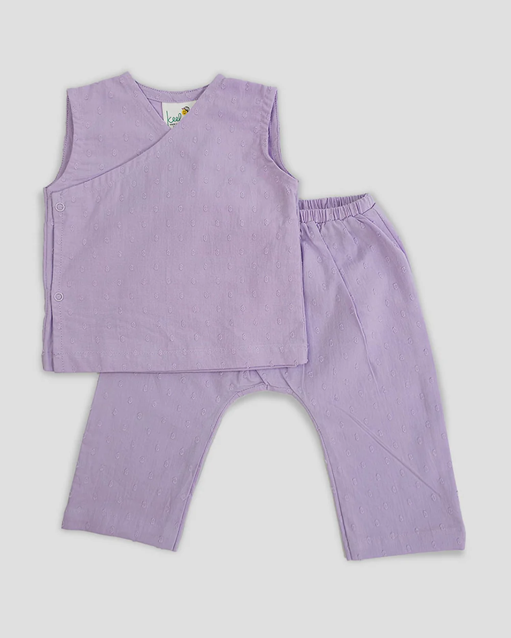 Keebee Purple Jhabla Set-Solid-Cotton-For Infants
