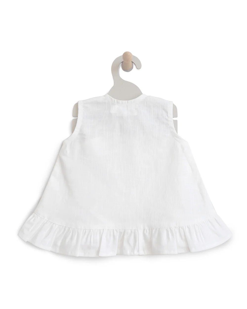 Keebee White Frock Dress-Buns Embroidered-Flared-Organic Cotton-For Infants - Image 2