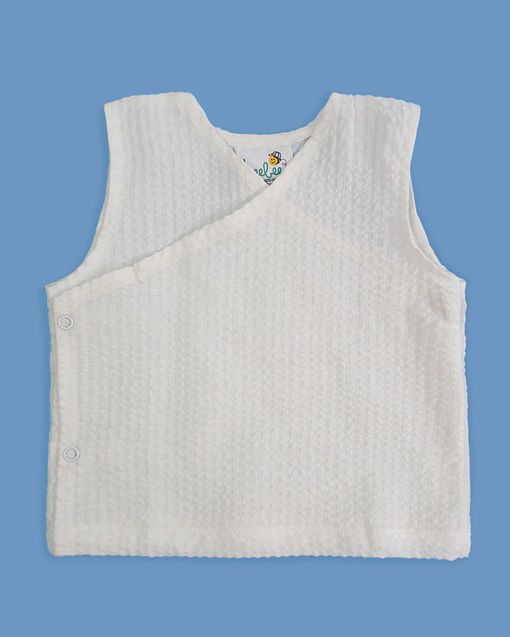 Keebee White Jhabla Set-Solid-Cotton-For Infants - Image 2