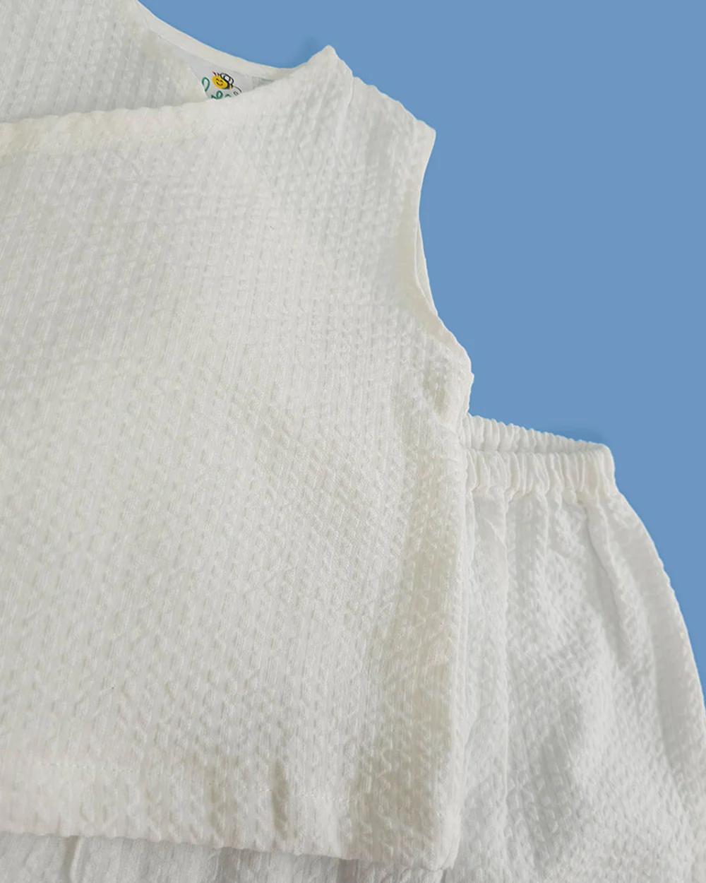 Keebee White Jhabla Set-Solid-Cotton-For Infants - Image 4