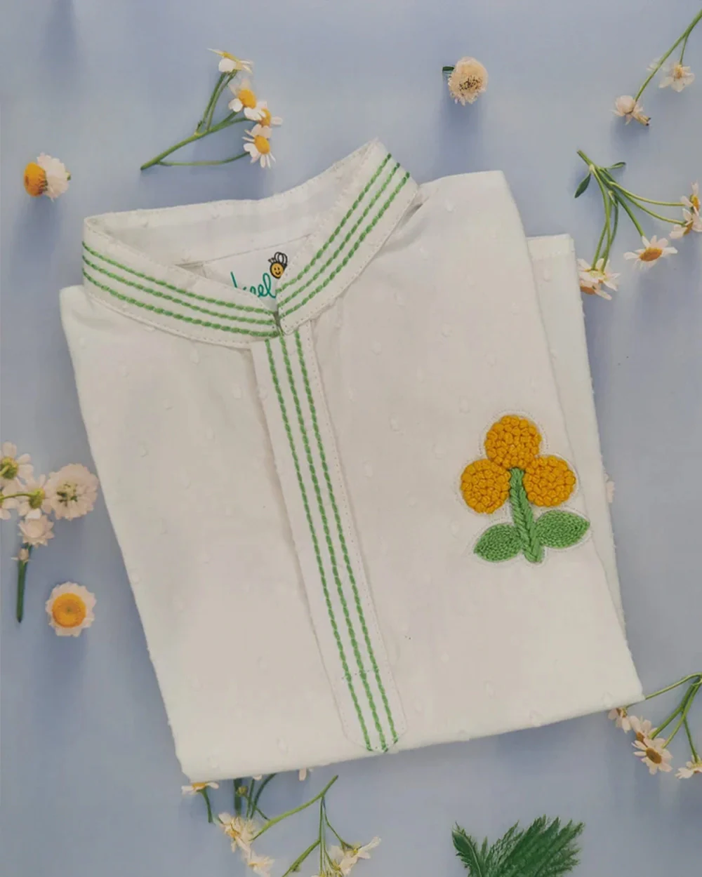 Keebee White Kurta Pajama-Marigold-Cotton-For Infants - Image 8