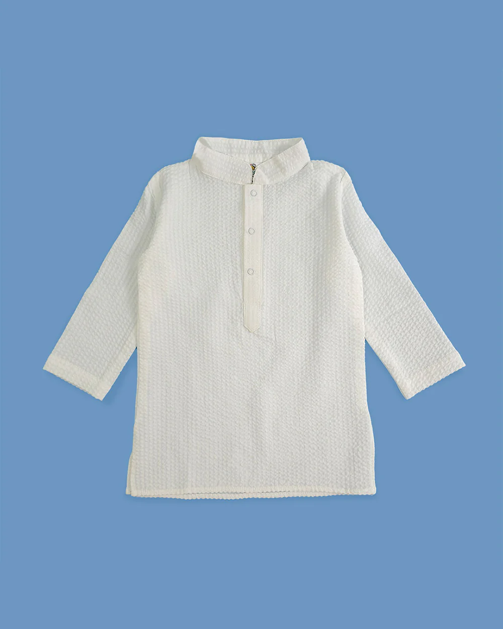 Keebee White Kurta Pajama-Solid-Cotton-For Infants - Image 3