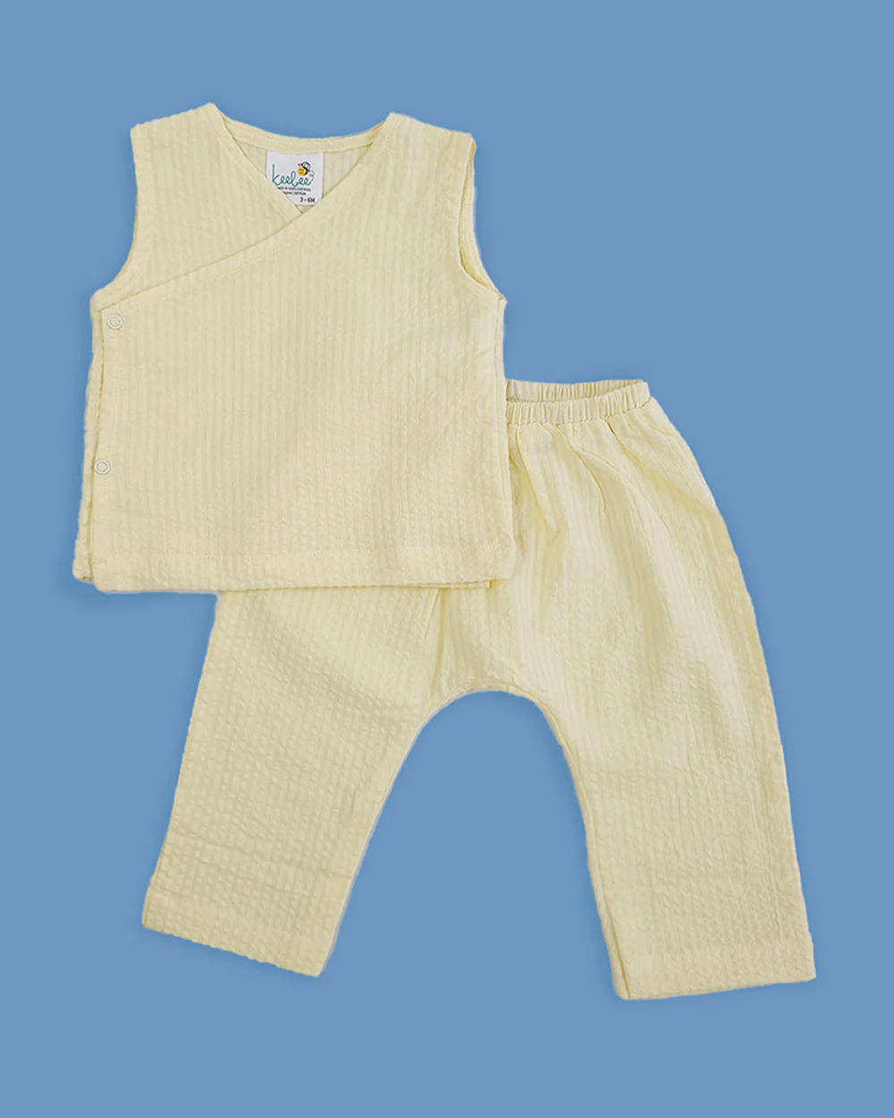 Keebee Yellow Jhabla Set-Solid-Cotton-For Infants