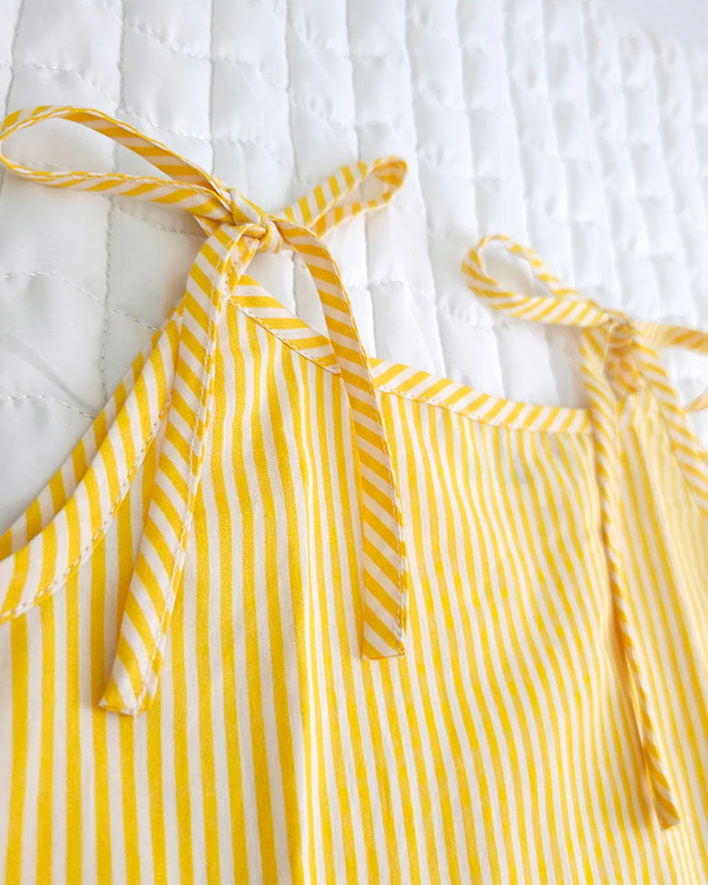 Keebee Yellow Shoulder Strap Dress-Striped-Organic Cotton-For Infants - Image 3