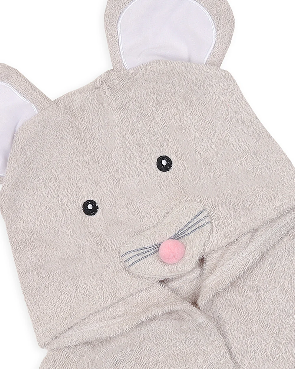 Kicks & Crawl Baby Hooded Bathrobe-100% Terry Cotton-Tiny Mouse - Image 3