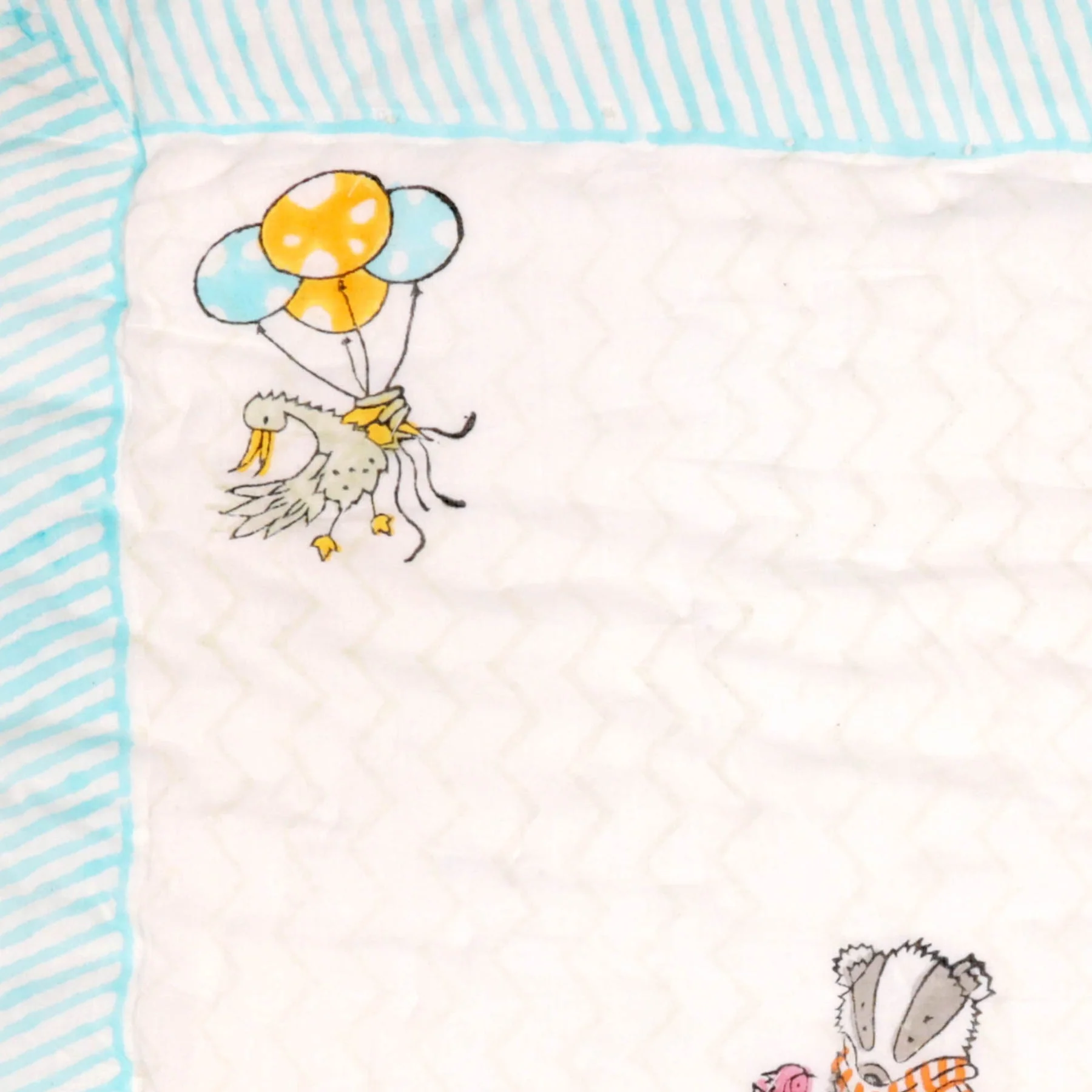 Kicks & Crawl Bears & Balloons Quilted Thick Blanket-Breathable & Durable-White & Orange-Blanket For Infants - Image 5