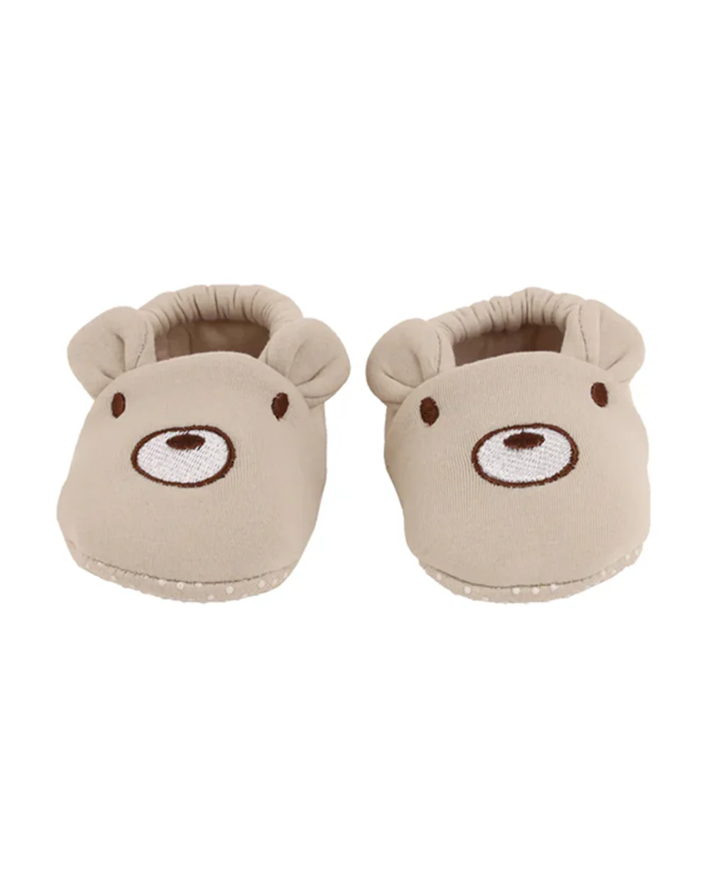 Kicks & Crawl Cream Elastic Booties-Cotton Blend-Bear-For Infants - Image 2