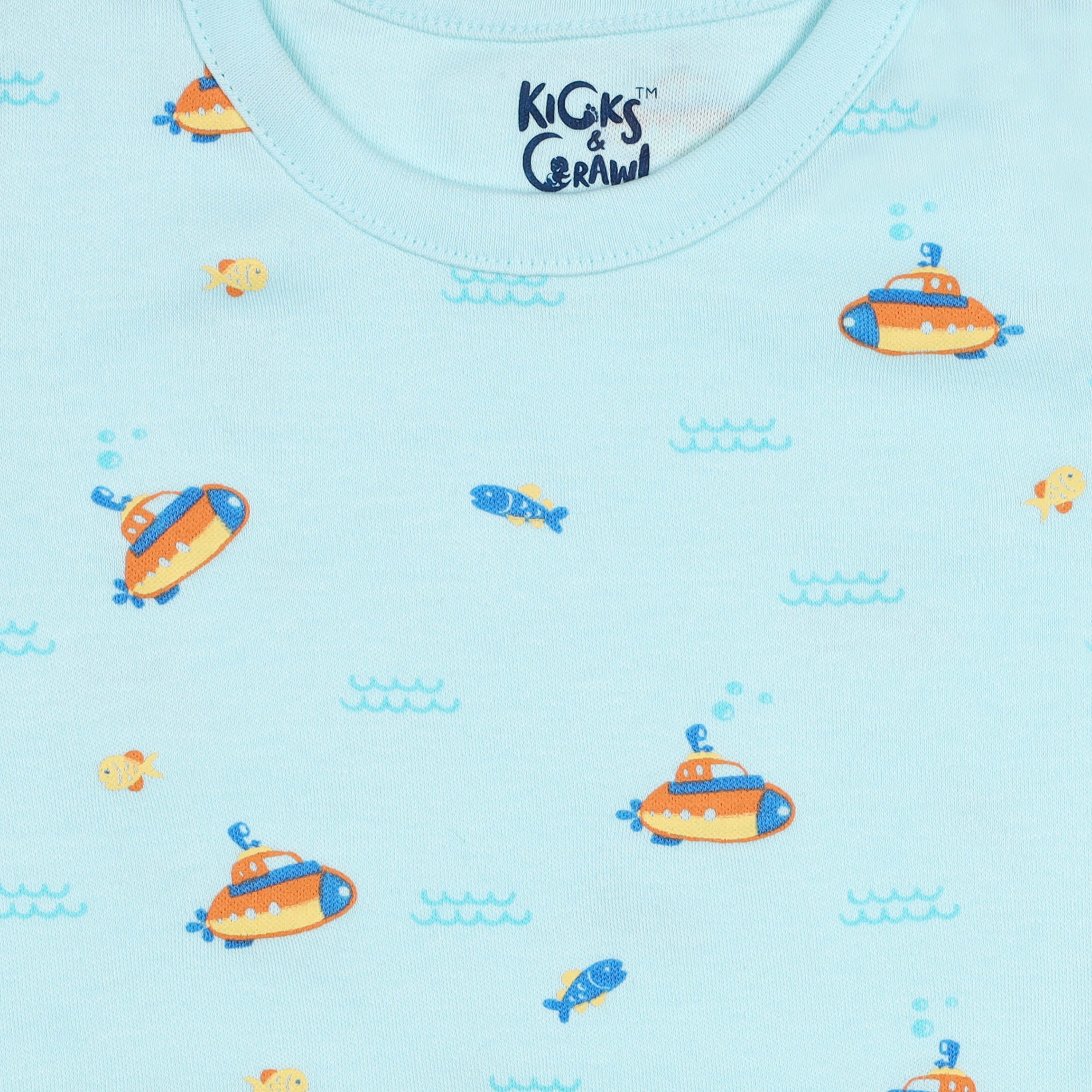 Kicks & Crawl Green & Yellow T-shirts-Printed-Cotton-Pack of 3-For Infants - Image 7