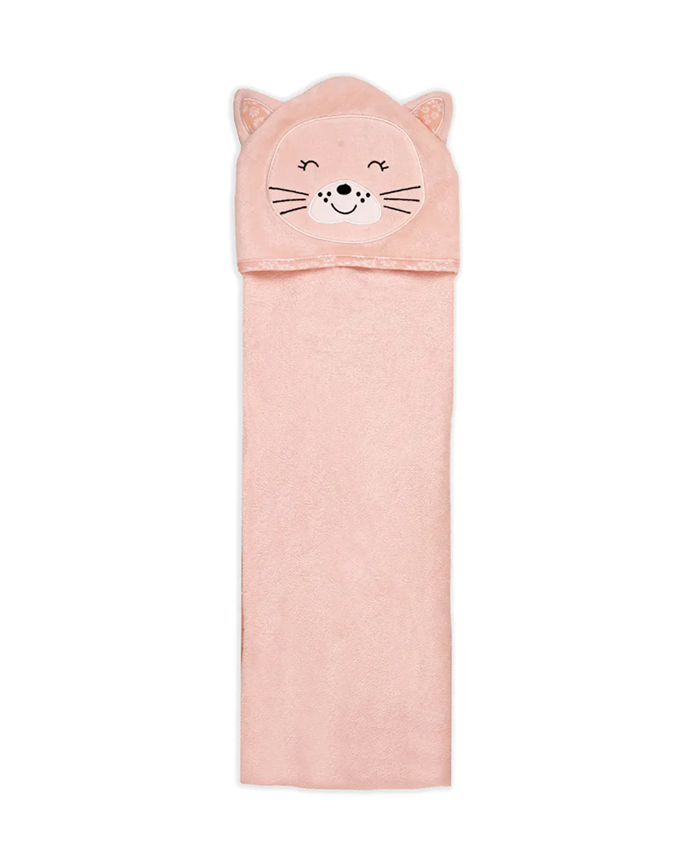 Kicks & Crawl Hooded Baby Bath Towel-100% Terry Cotton-Peach-Little Whiskers - Image 2
