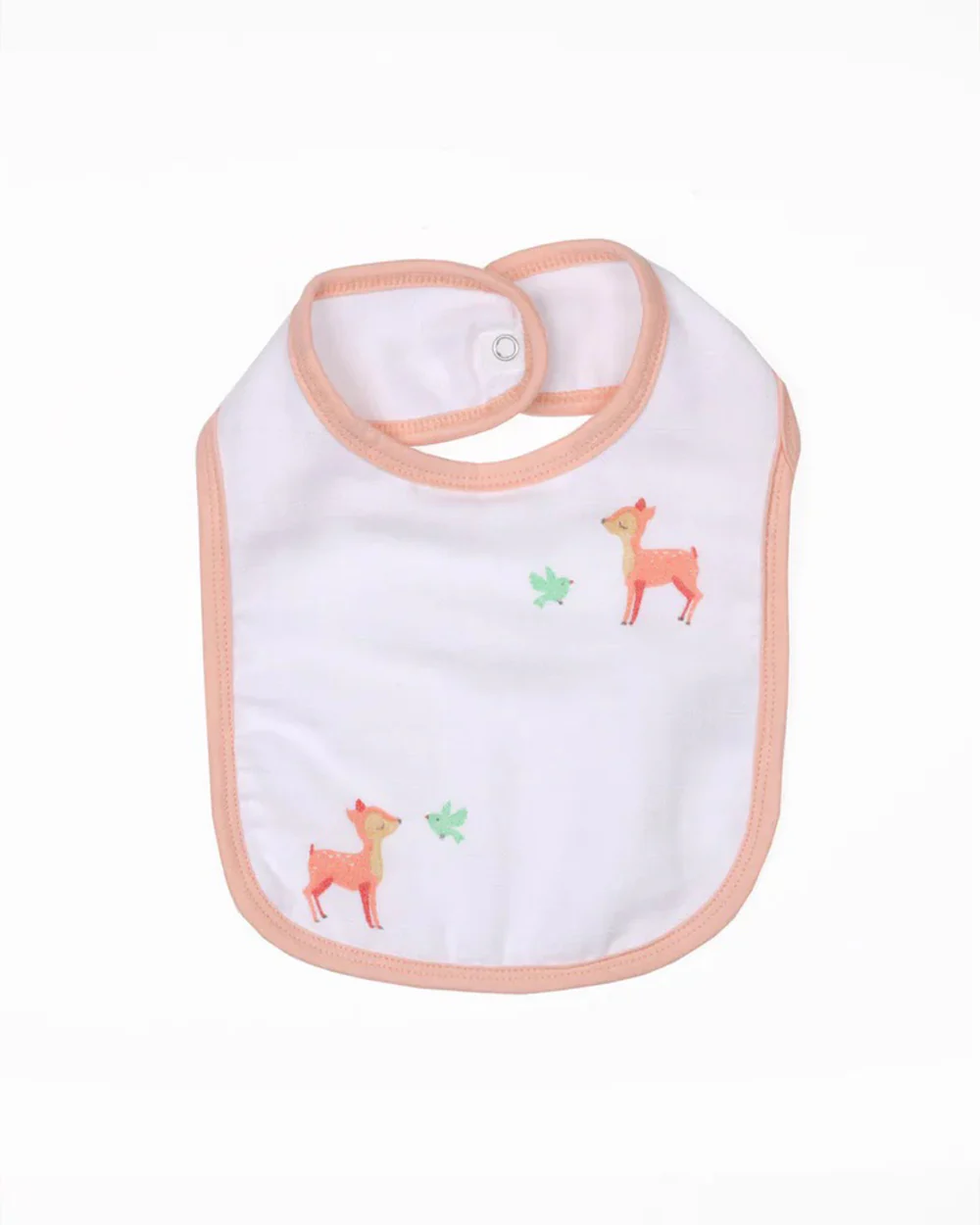 Kicks & Crawl 100% Organic Cotton Round Bib-With Snap Button-Baby Deers-Pack of 2-For Infants - Image 3